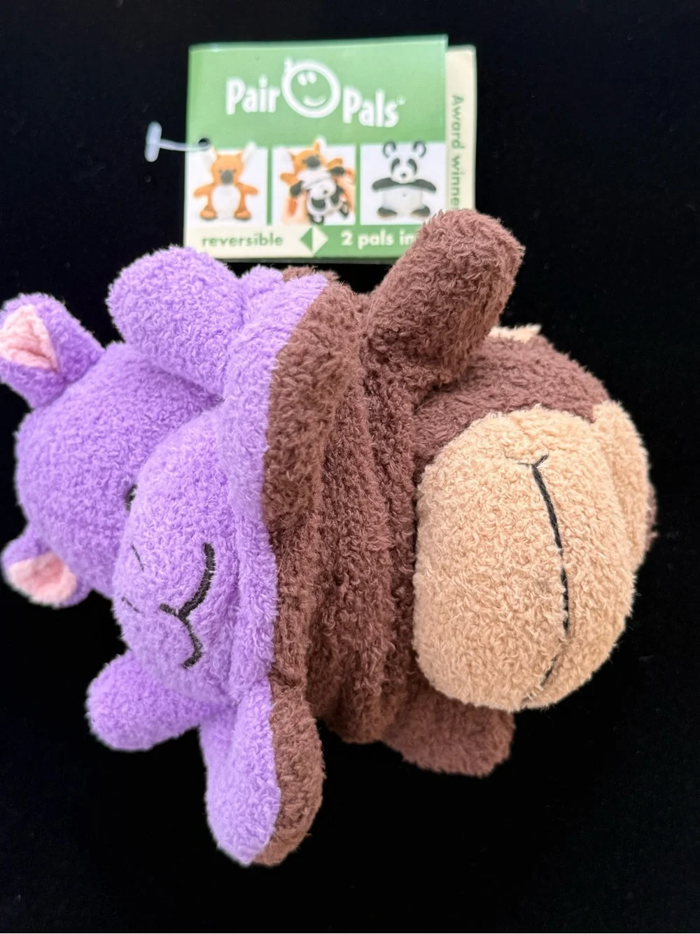 Reversible Monkey /Hippo Plush Pair Pals